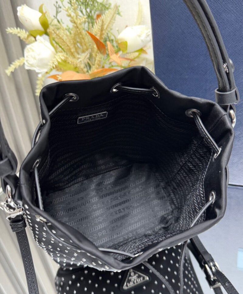 Prada Re-Nylon Mini-bag With Studs 1BE067 Black